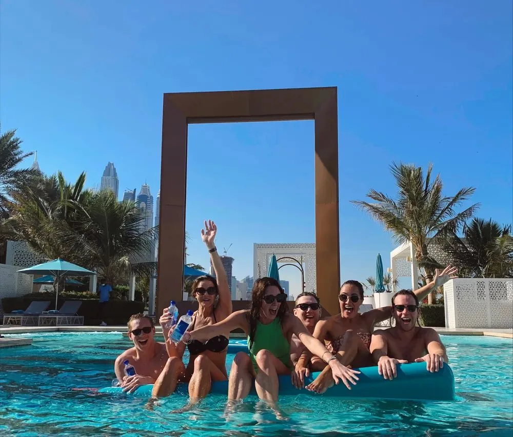 Group at beach club